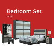Goodnite Queen/ King Bedroom Set, Bedframe + Wardrobe + Dresser + Side Table (HR2314)