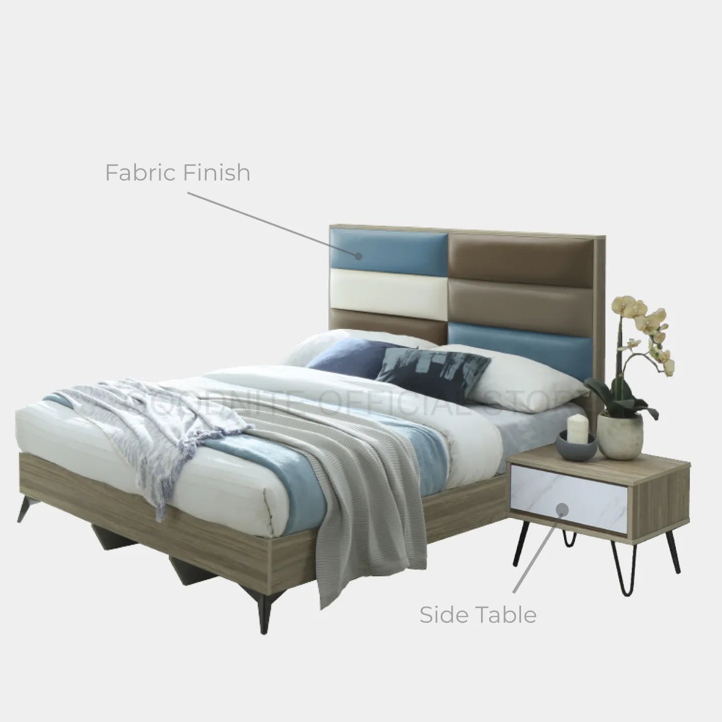 Goodnite Queen/ King Bedroom Set, Bedframe + Wardrobe + Dresser + Side Table (BAT6261)