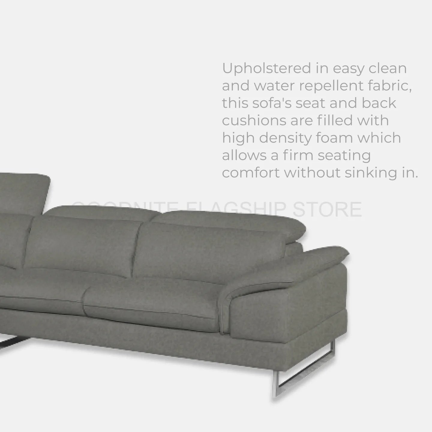 Goodnite Fabric L-Shape Sofa (8507L), 10 Years Warranty
