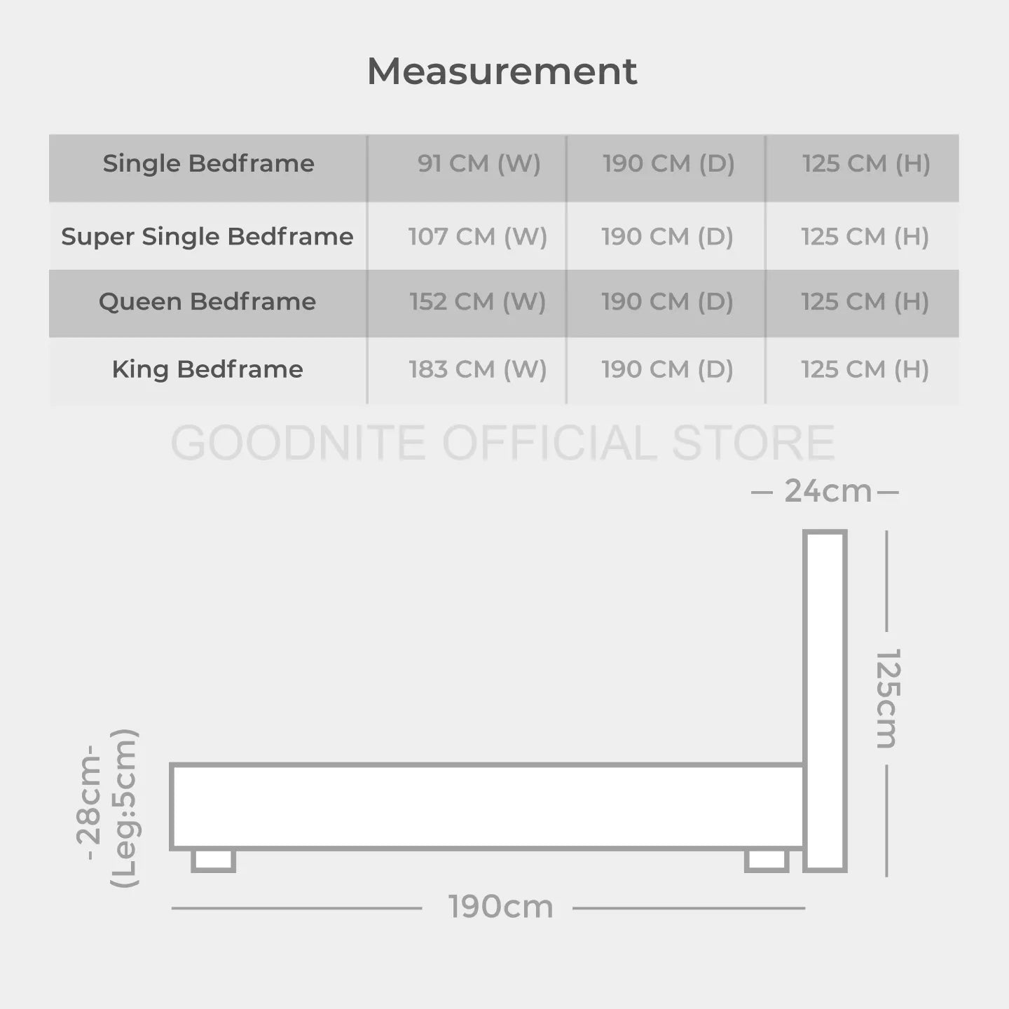 Goodnite CS880 Bedframe (Single/ Super Single/ Queen/ King)
