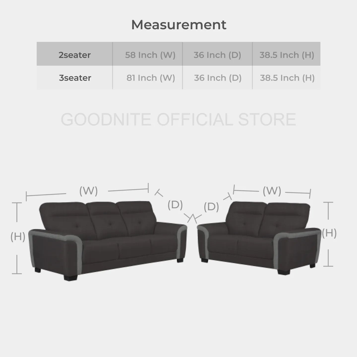 Goodnite Fabric Sofa (ML3700), 1 Seater/ 2 Seater/ 3 Seater/ 2+3 Seater, 3 Years Warranty
