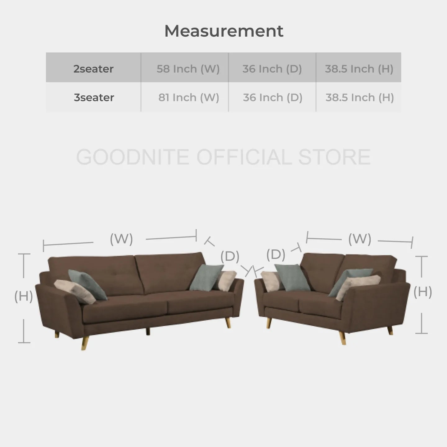 Goodnite Fabric Sofa (ML3704), 1 Seater/ 2 Seater/ 3 Seater/ 2+3 Seater/ 5 Years Warranty
