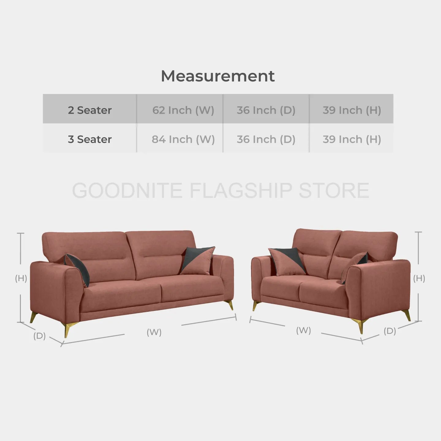 Goodnite Fabric Sofa (ML3709), 1 Seater/ 2 Seater/ 3 Seater/ 2+3 Seater, 5 Years Warranty