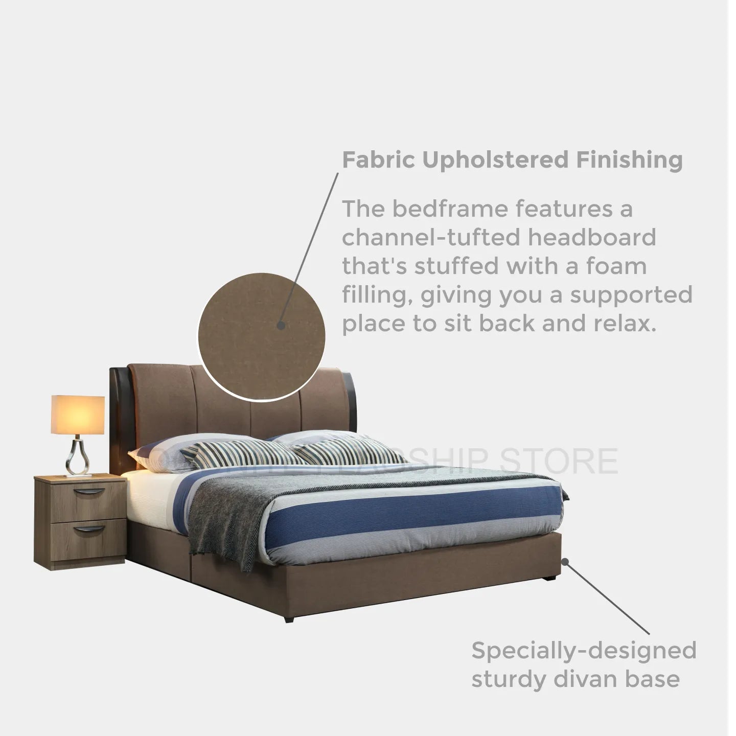 Goodnite Queen/ King Bedroom Set, Bedframe + Wardrobe + Dresser + Side Table (HR2251)