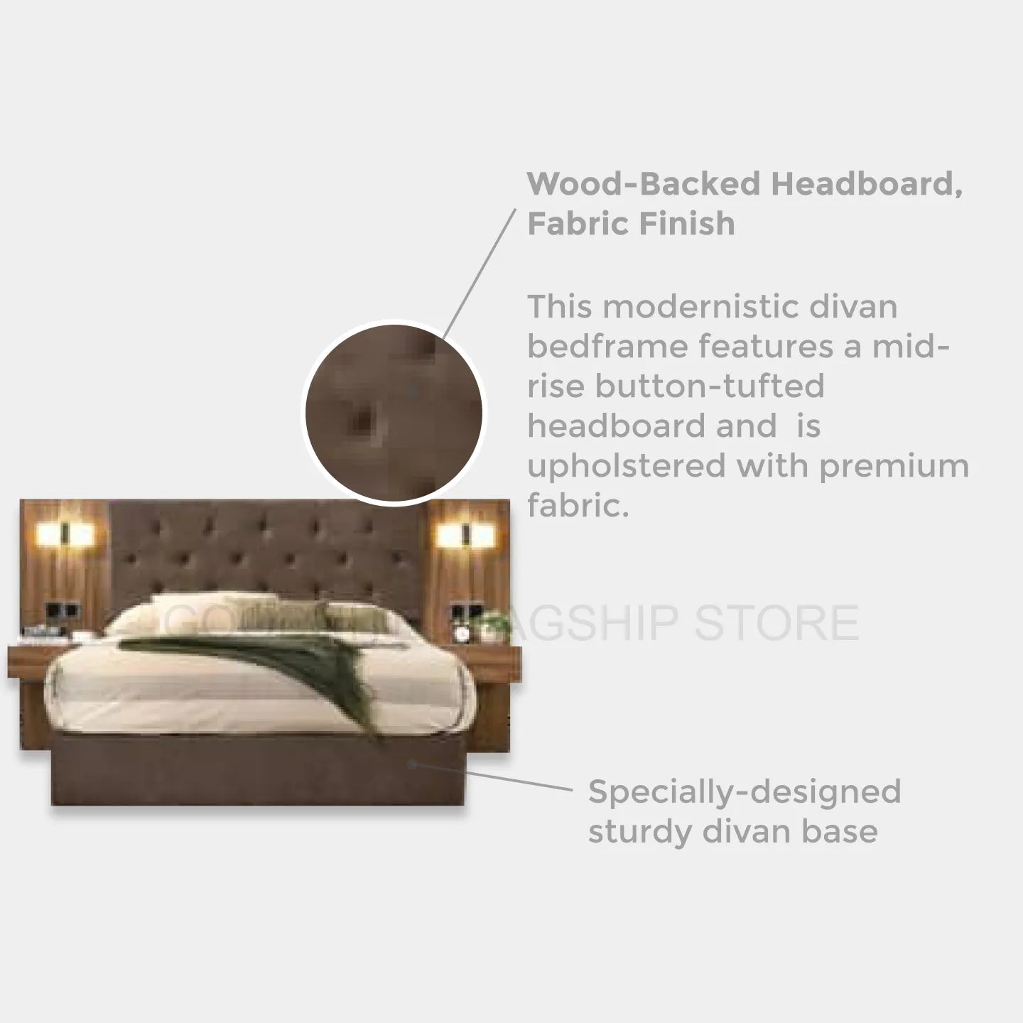 Goodnite Queen/ King Bedroom Set (YM8850), Bedframe + Wardrobe + Dresser + Side Table (YM8850)