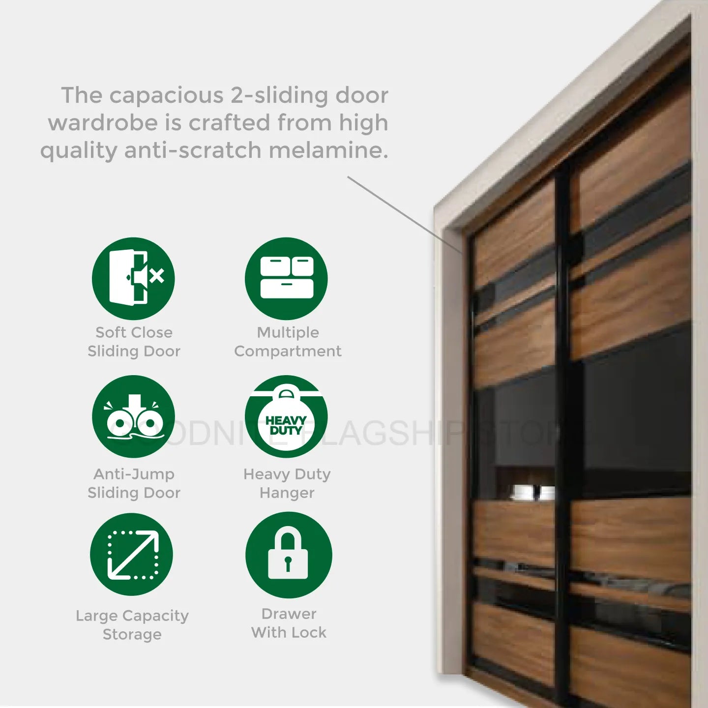 Goodnite Queen/ King Bedroom Set (YM8850), Bedframe + Wardrobe + Dresser + Side Table (YM8850)