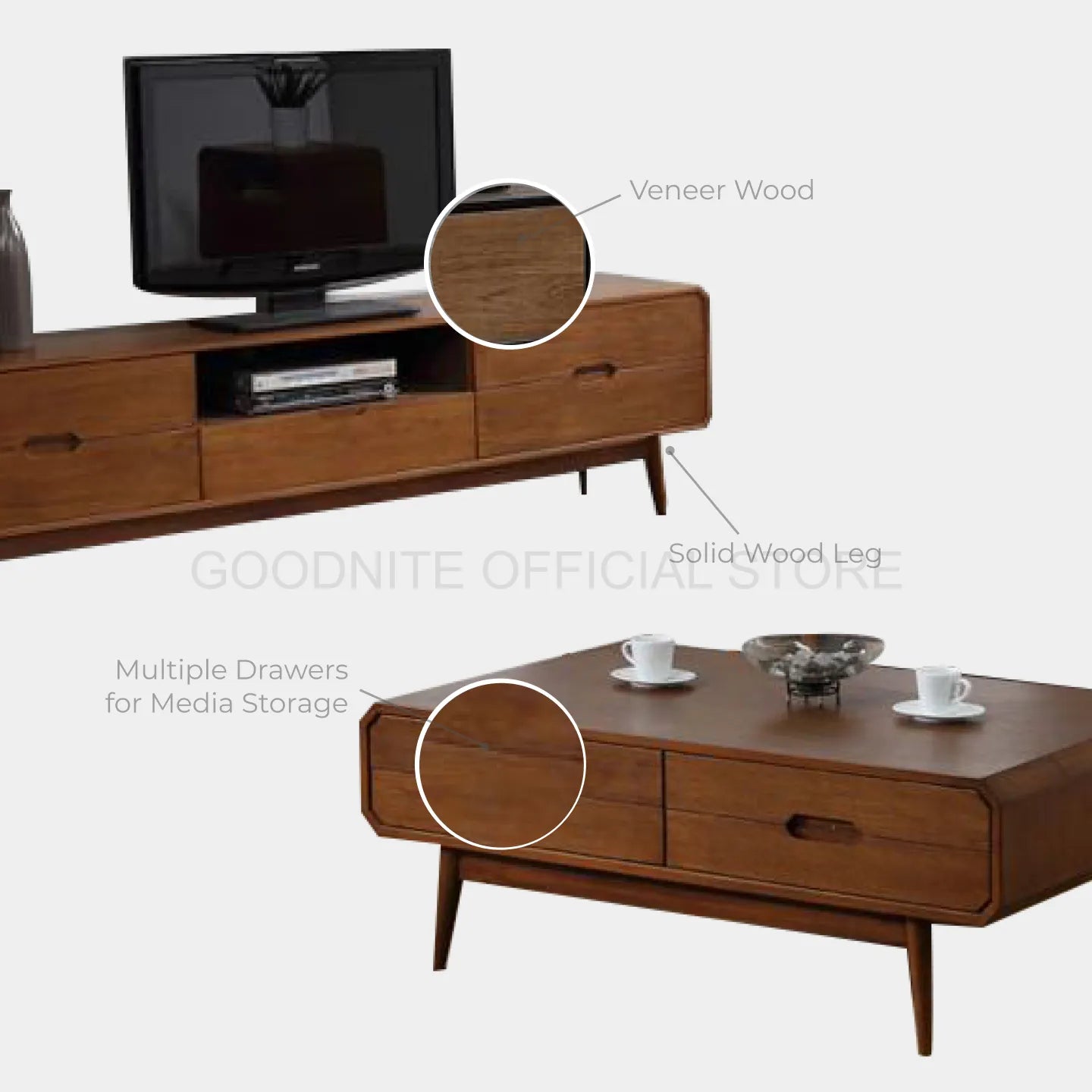 Goodnite Living Set (997 Series), 6.5Ft TV Cabinet/ Coffee Table/ Dining Cabinet/ Side Table/ Small Display Cabinet
