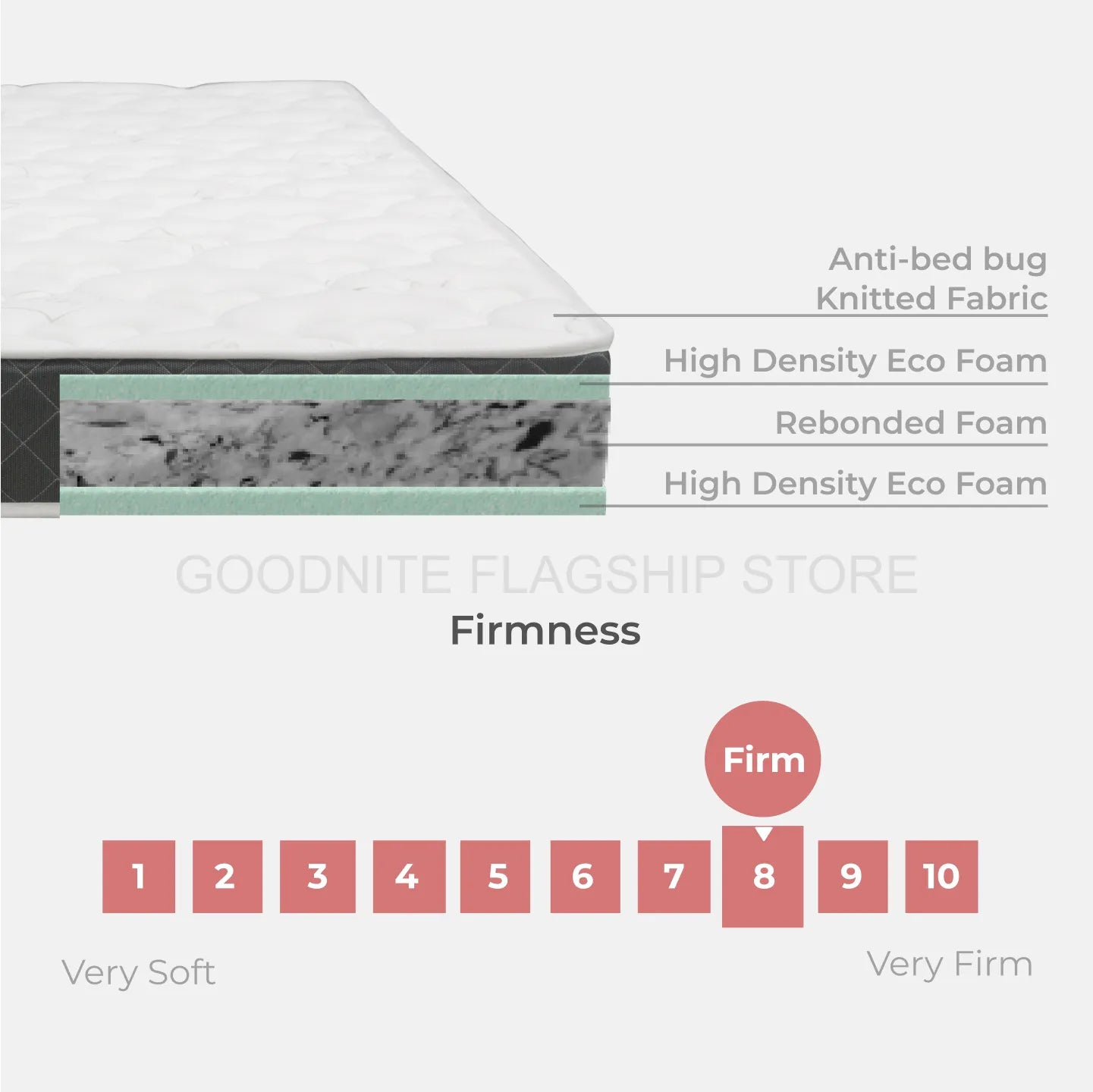 Goodnite Alaska Rebond Foam Mattress (5.5 Inch) with Single/ Super Single