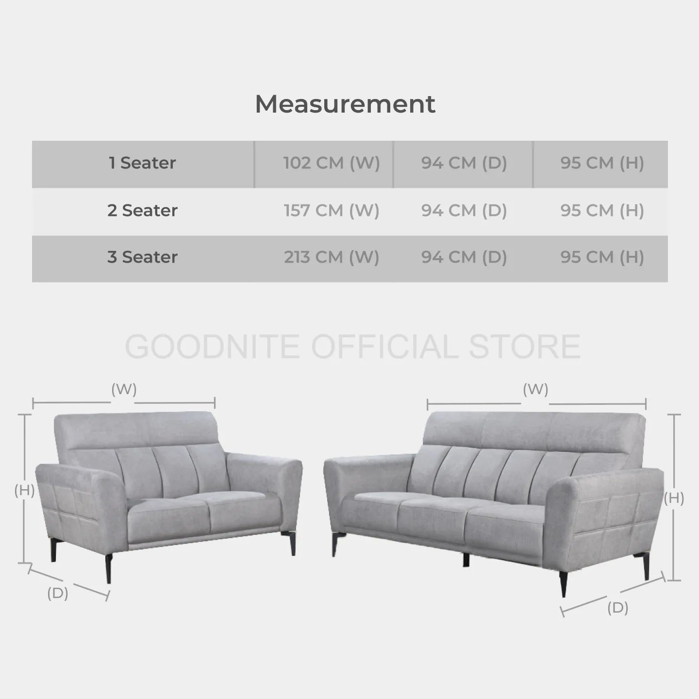 Goodnite Modern Fabric Sofa (937), 1 Seater/ 2 Seater/ 3 Seater/ 2+3 Seater, 5 Years Warranty