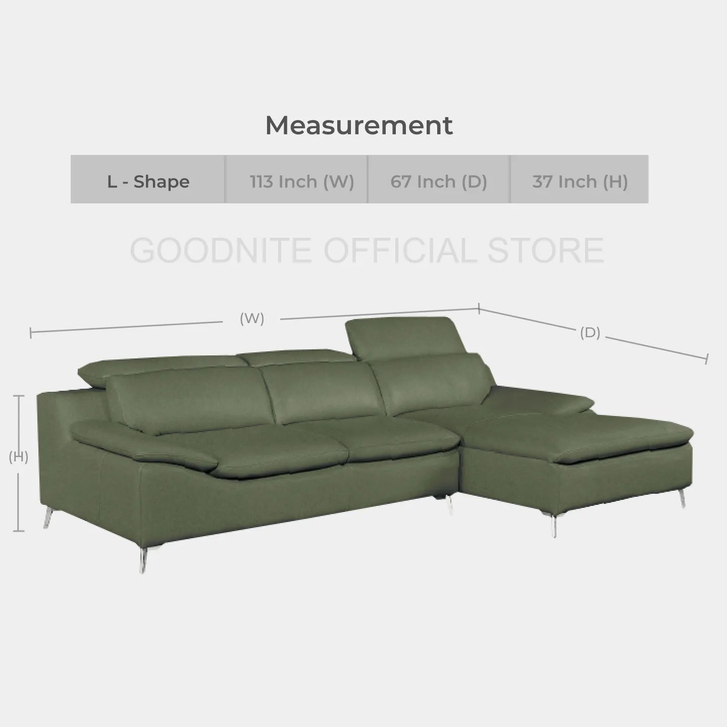Goodnite Fabric L-Shape Sofa (8508L), 10 Years Warranty