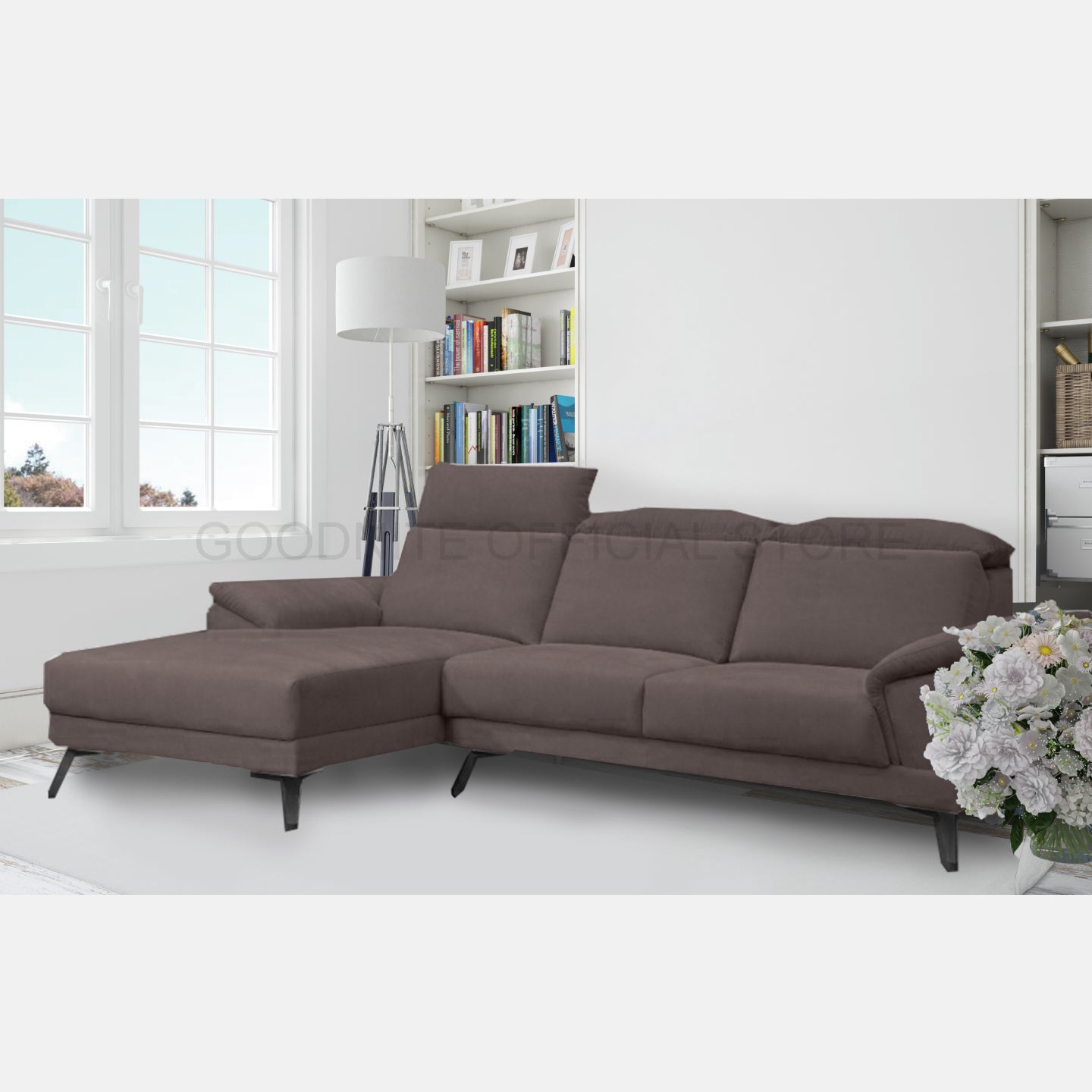 Goodnite Fabric L-Shape Sofa (LV562), 10 Years Warranty