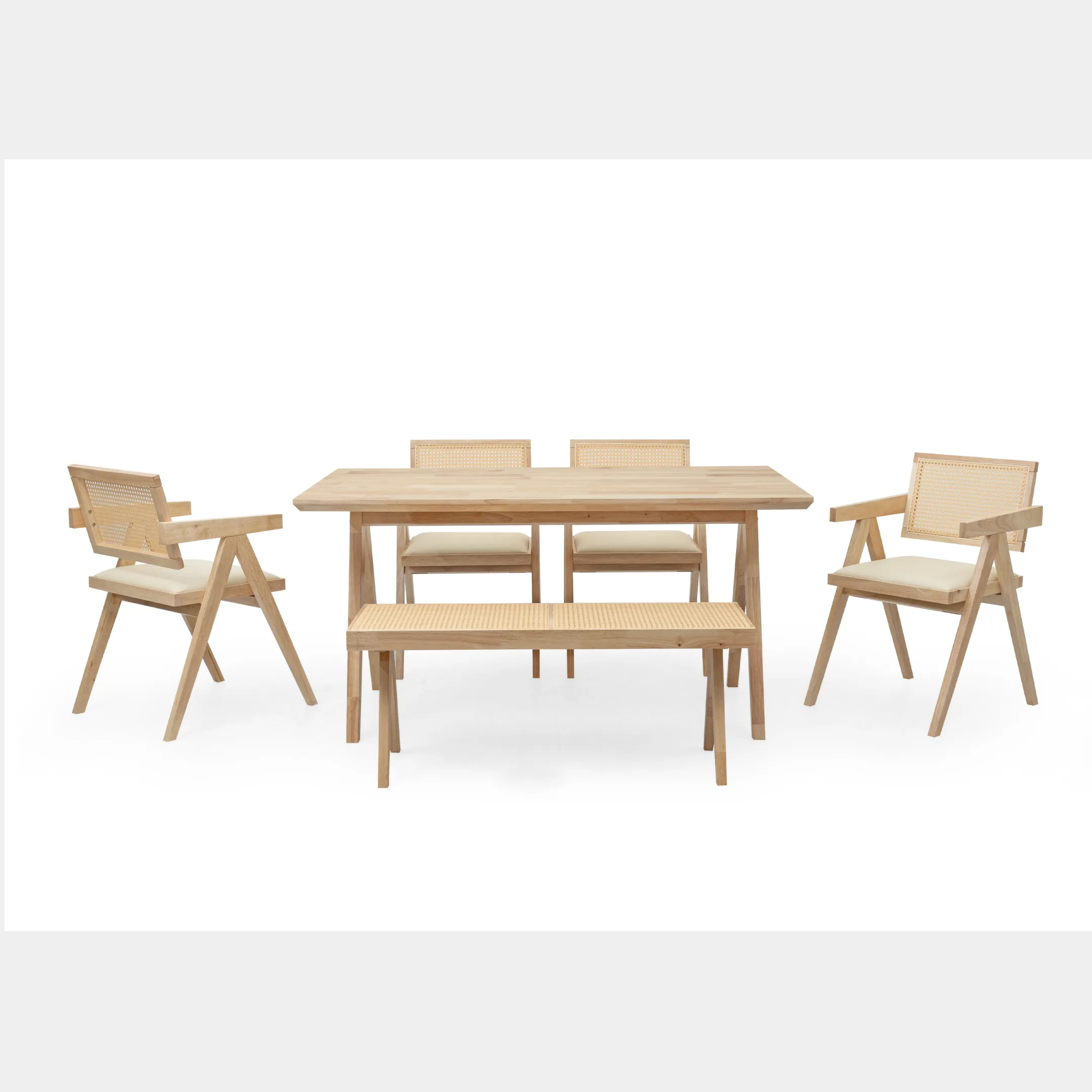 (1+4+Bench) Wooden Dining Set (Ancient)