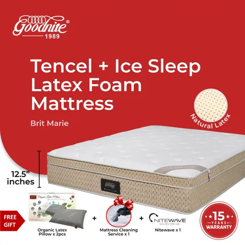 Goodnite Brit-Marie Natural Latex Foam Mattress (12.5 Inch) with Single/ Super Single/ Queen/ King