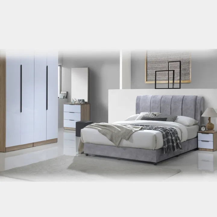 Goodnite Queen/ King Bedroom Set, Bedframe + Wardrobe + Dresser + Side Table (YXE577)
