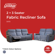 Goodnite Fabric Recliner Sofa (5010), 1 Seater Recliner/ 2 Seater Recliner/ 3 Seater Recliner/ 2RR+3RR Seater, 10 Years Warranty