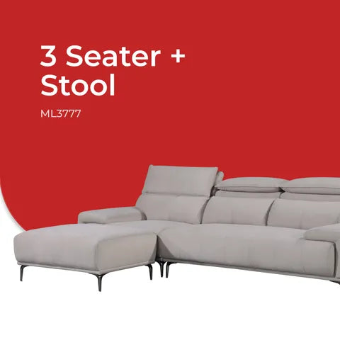 Goodnite Fabric Sofa (ML3777), 1 Seater/ 2 Seater/ 3 Seater/ 3 Seater+ Stool/ 2+3 Seater/ 5 Years Warranty