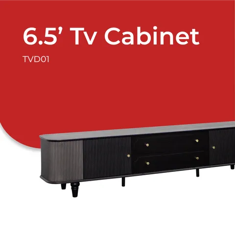 Goodnite Living Set, 6.5FT TV Cabinet + Glass Top Coffee Table