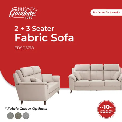 Goodnite Fabric Sofa (EDSD5718), 2 Seater/ 3 Seater/ 2+3 Seater/ 5 Years Warranty