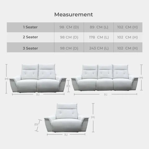Goodnite Recliner Sofa (8822), 1 Seater Recliner/ 2 Seater Recliner / 3 Seater Recliner/ 3 Seater +2 Power Recyliner, 5 Years Warranty