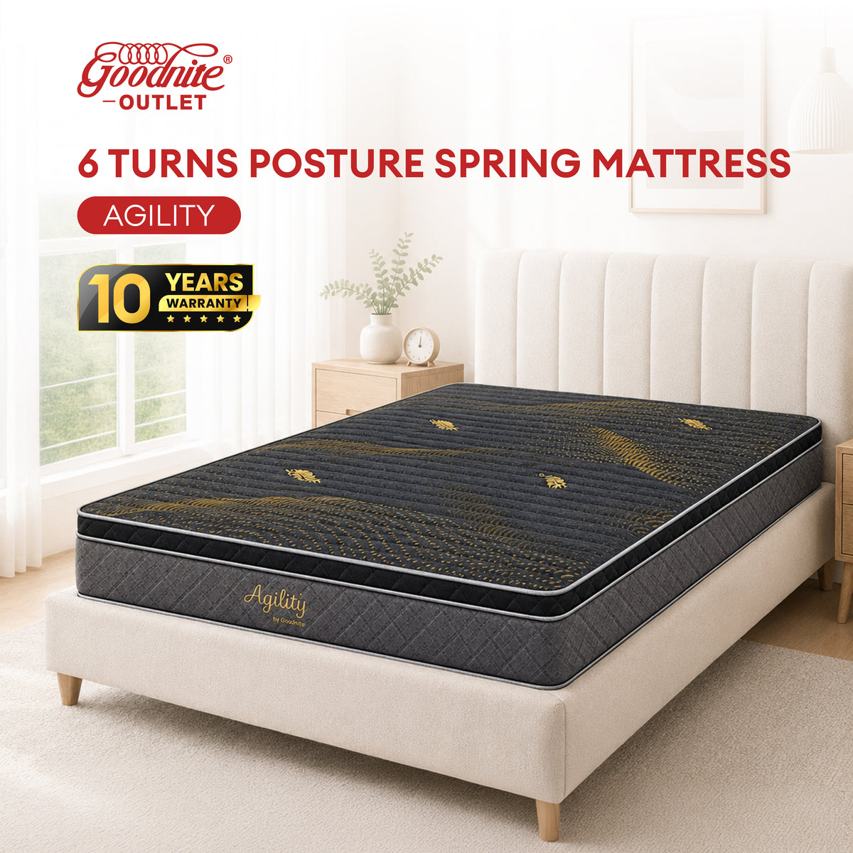Goodnite Agility 6 Turn Posture Spring Mattress (10 Inch) with Single/ Super Single/ Queen/ King
