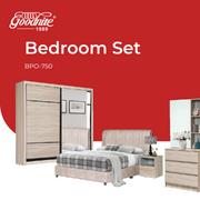 Goodnite Queen/ King Bedroom Set, Bedframe + Wardrobe + Dresser + Side Table (BPO-750)
