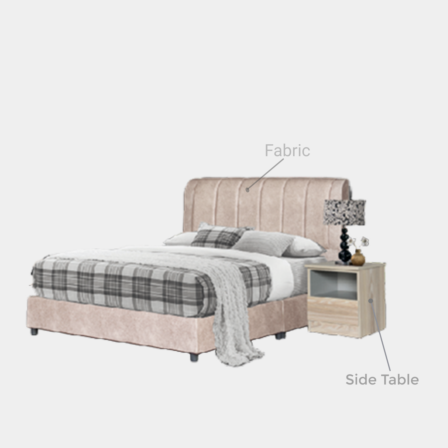 Goodnite Queen/ King Bedroom Set, Bedframe + Wardrobe + Dresser + Side Table (BPO-750)