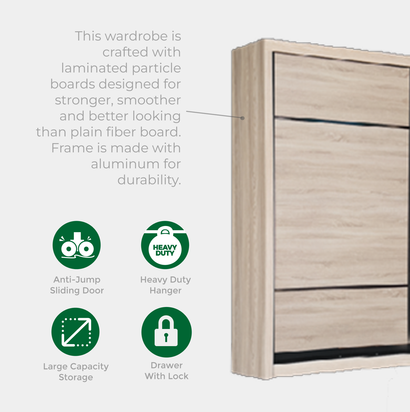 Goodnite Queen/ King Bedroom Set, Bedframe + Wardrobe + Dresser + Side Table (BPO-750)