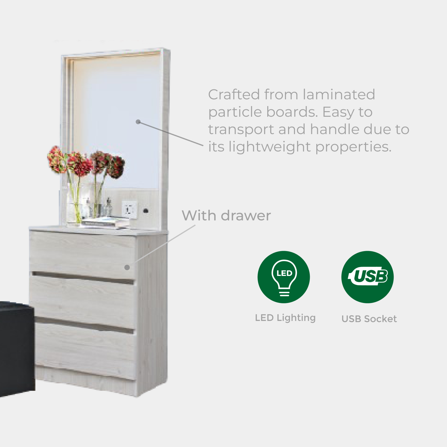 Goodnite Queen/ King Bedroom Set, Bedframe + Wardrobe + Dresser + Side Table (BPO-810-5C)