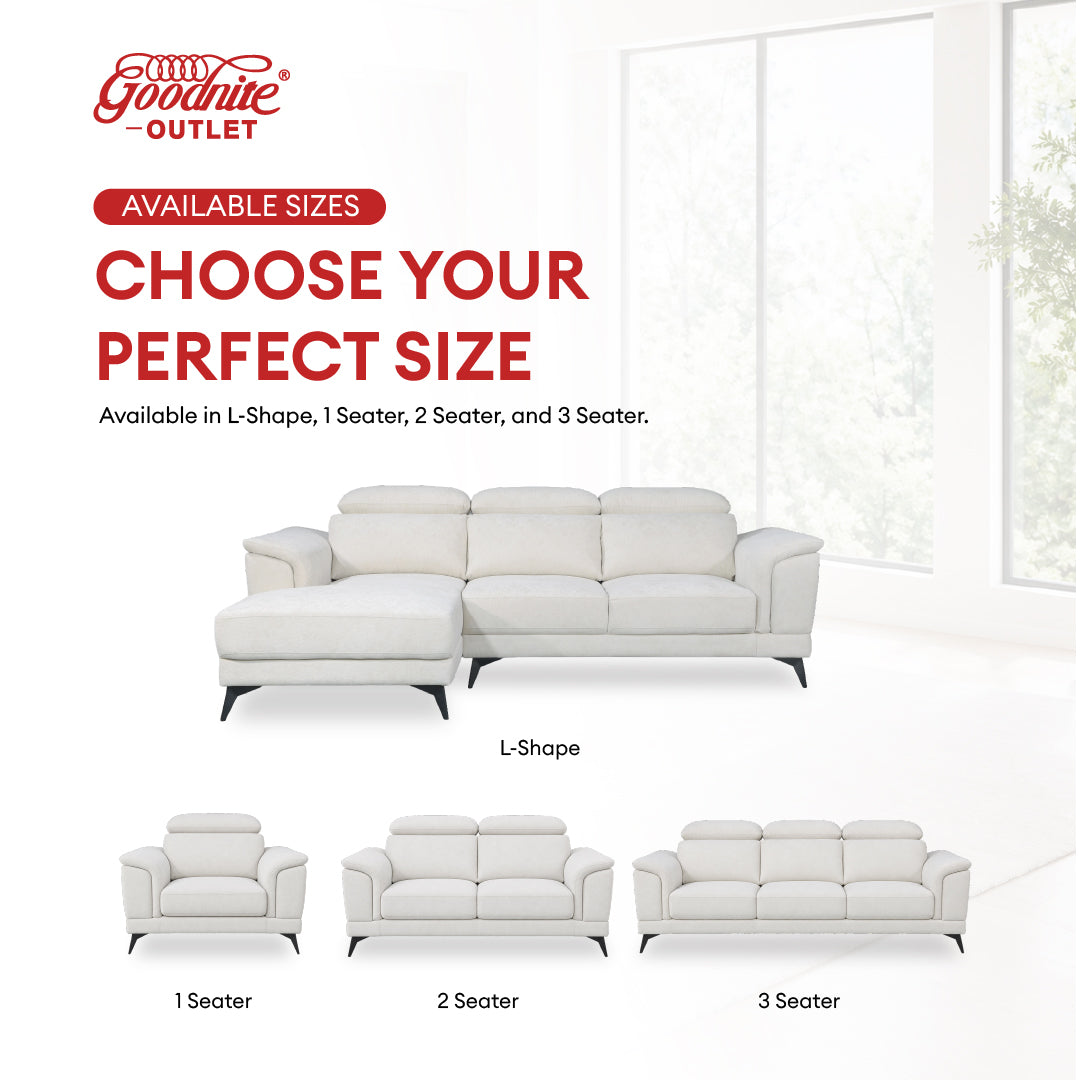 Goodnite Fabric Sofa (DSL8068), 1 Seater/ 2 Seater/ 3 Seater/ L-Shape, 5 Years Warranty