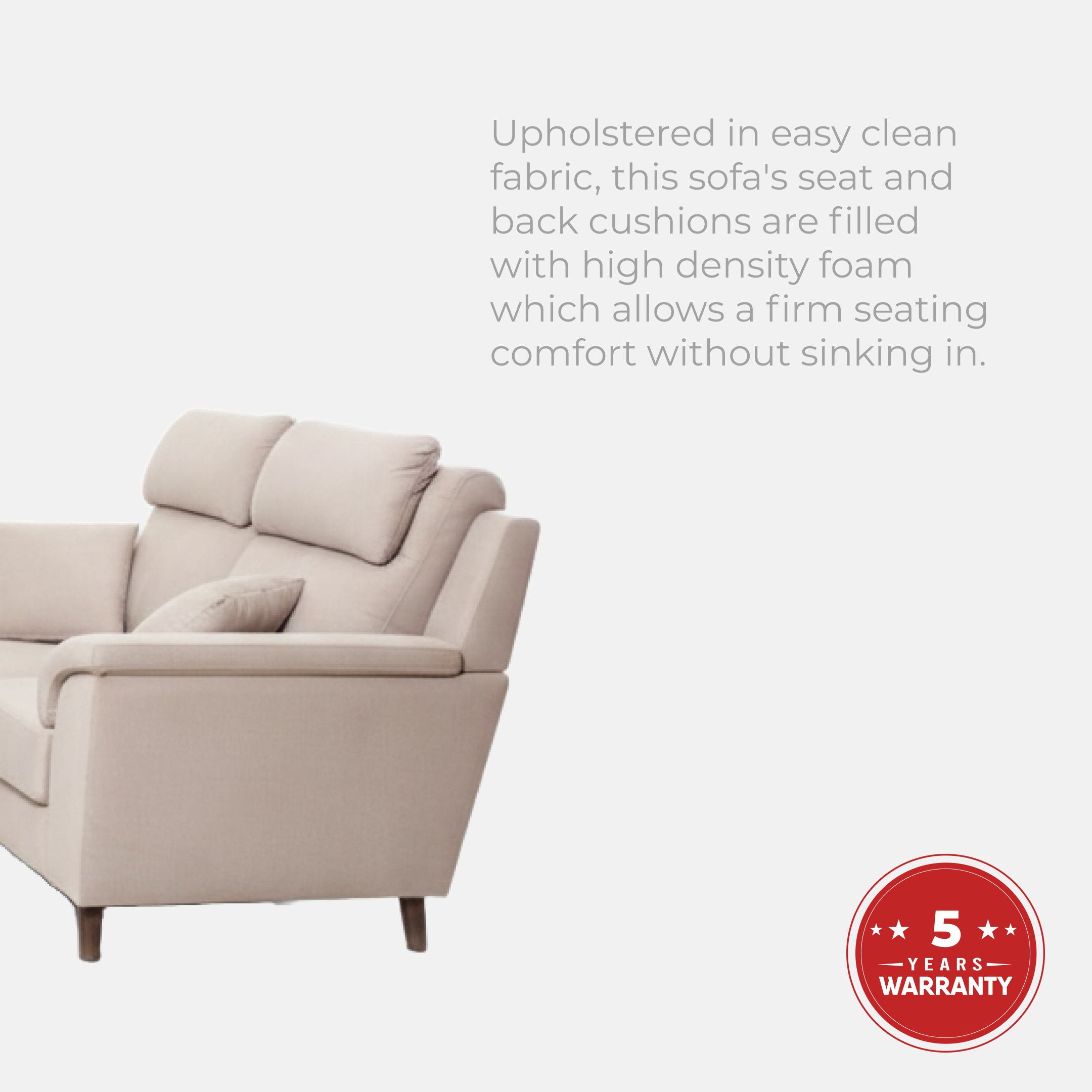 Goodnite Fabric Sofa (EDSD5718), 2 Seater/ 3 Seater/ 2+3 Seater/ 5 Years Warranty