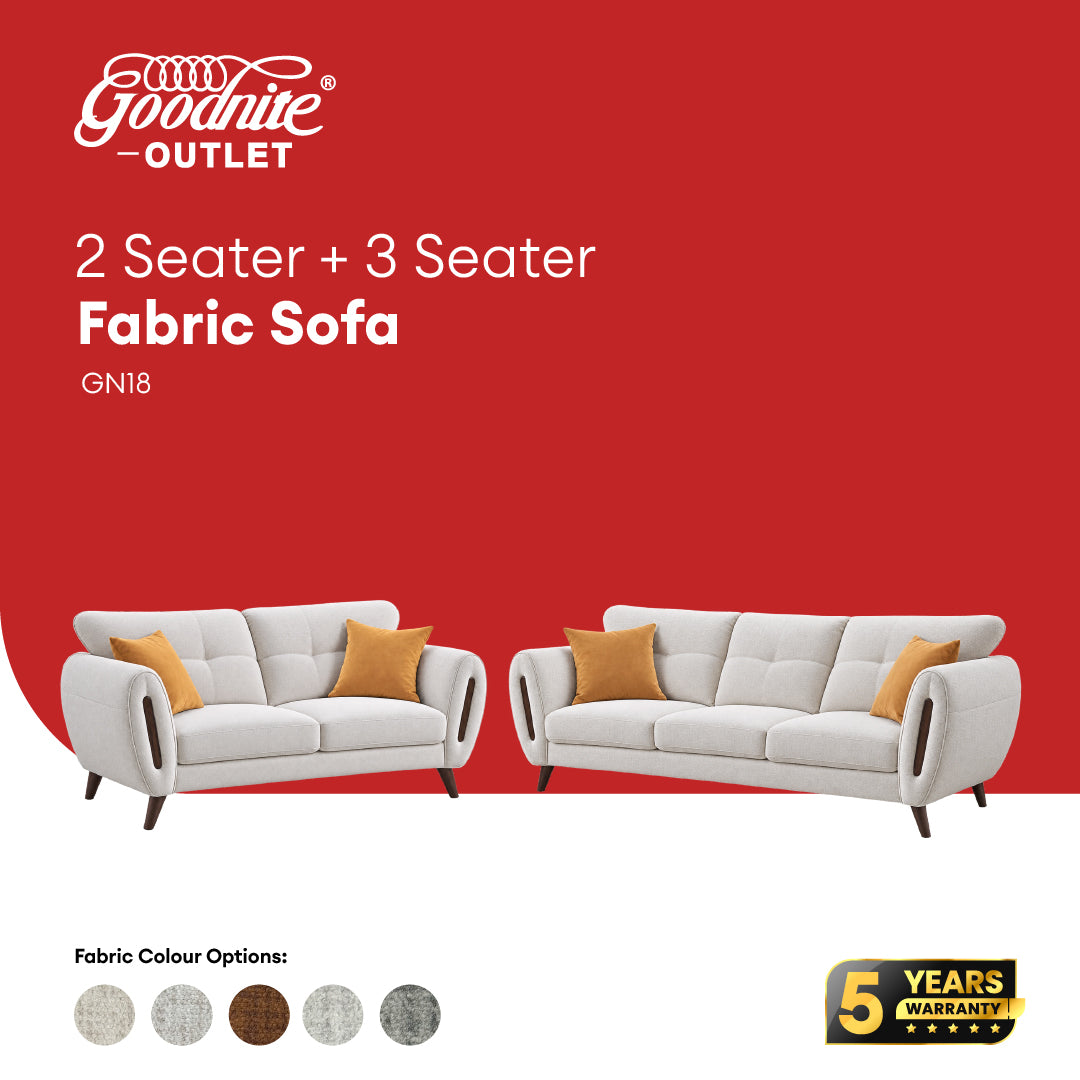 Goodnite Fabric Sofa (GN18), 1 Seater/ 2 Seater/ 3 Seater/ 2+3 Seater, 5 Years Warranty