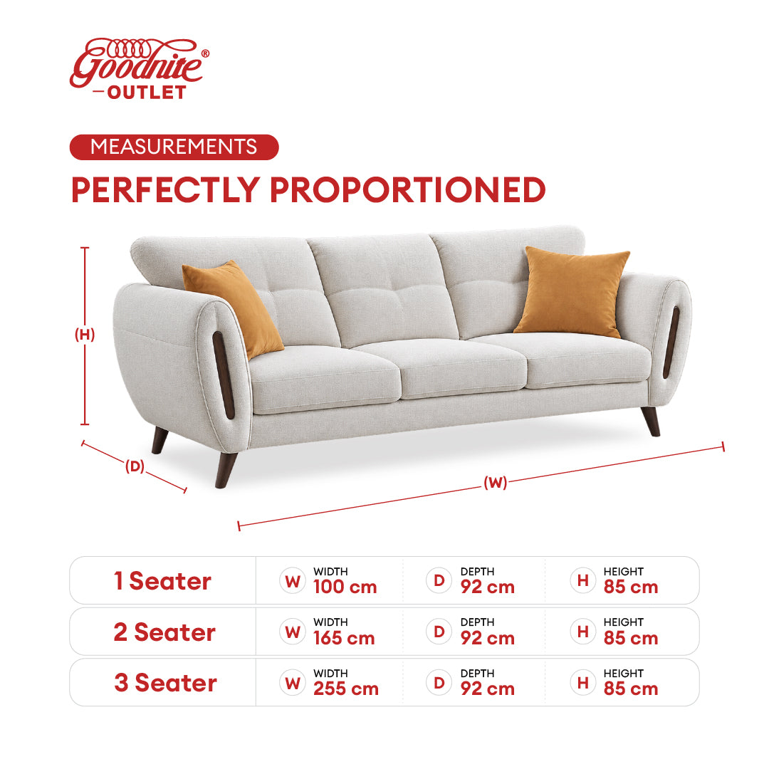 Goodnite Fabric Sofa (GN18), 1 Seater/ 2 Seater/ 3 Seater/ 2+3 Seater, 5 Years Warranty