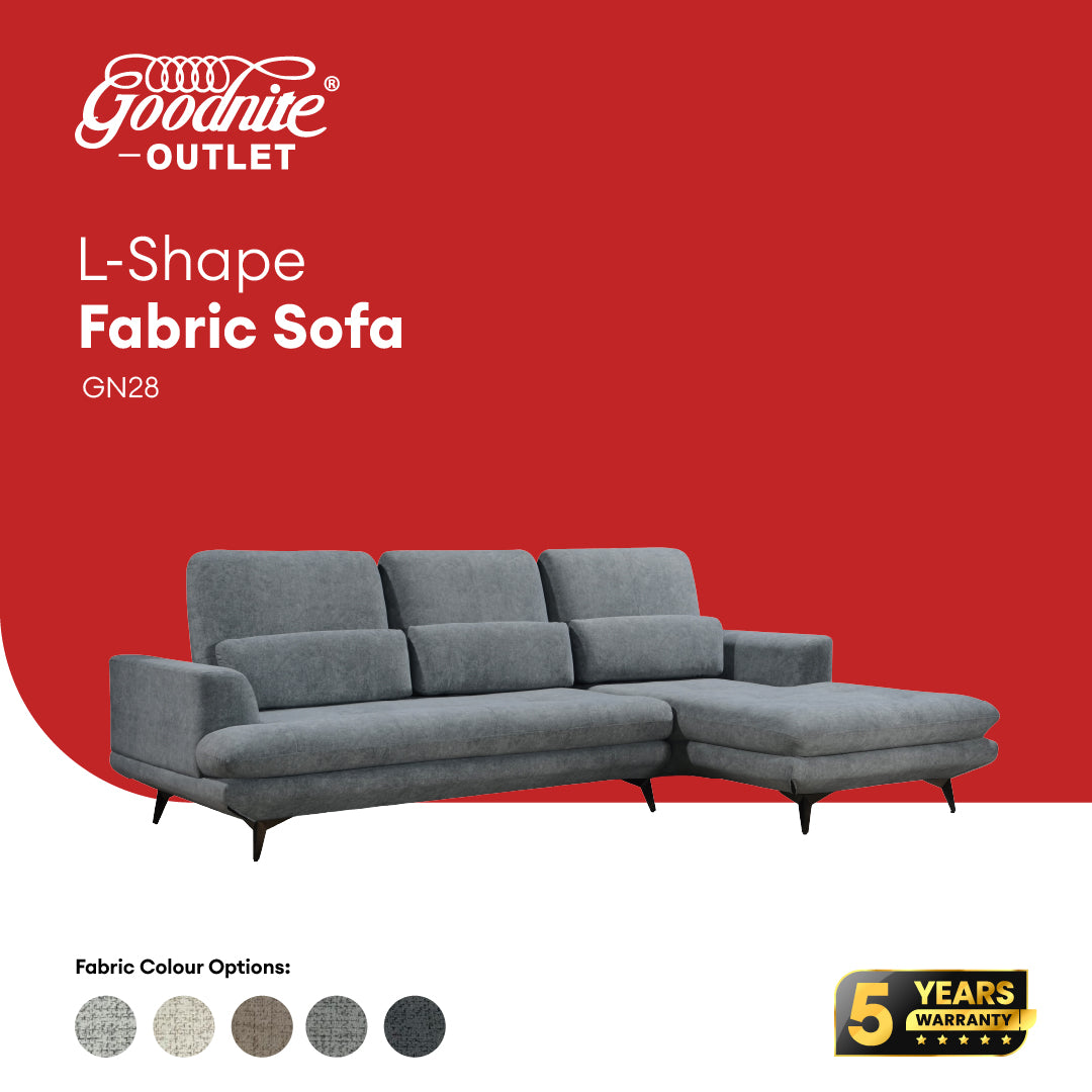 Goodnite L-Shape Fabric Sofa (GN28), 1 Seater/ 2 Seater/ 3 Seater/ L-Shape Sofa / 5 Years Warranty