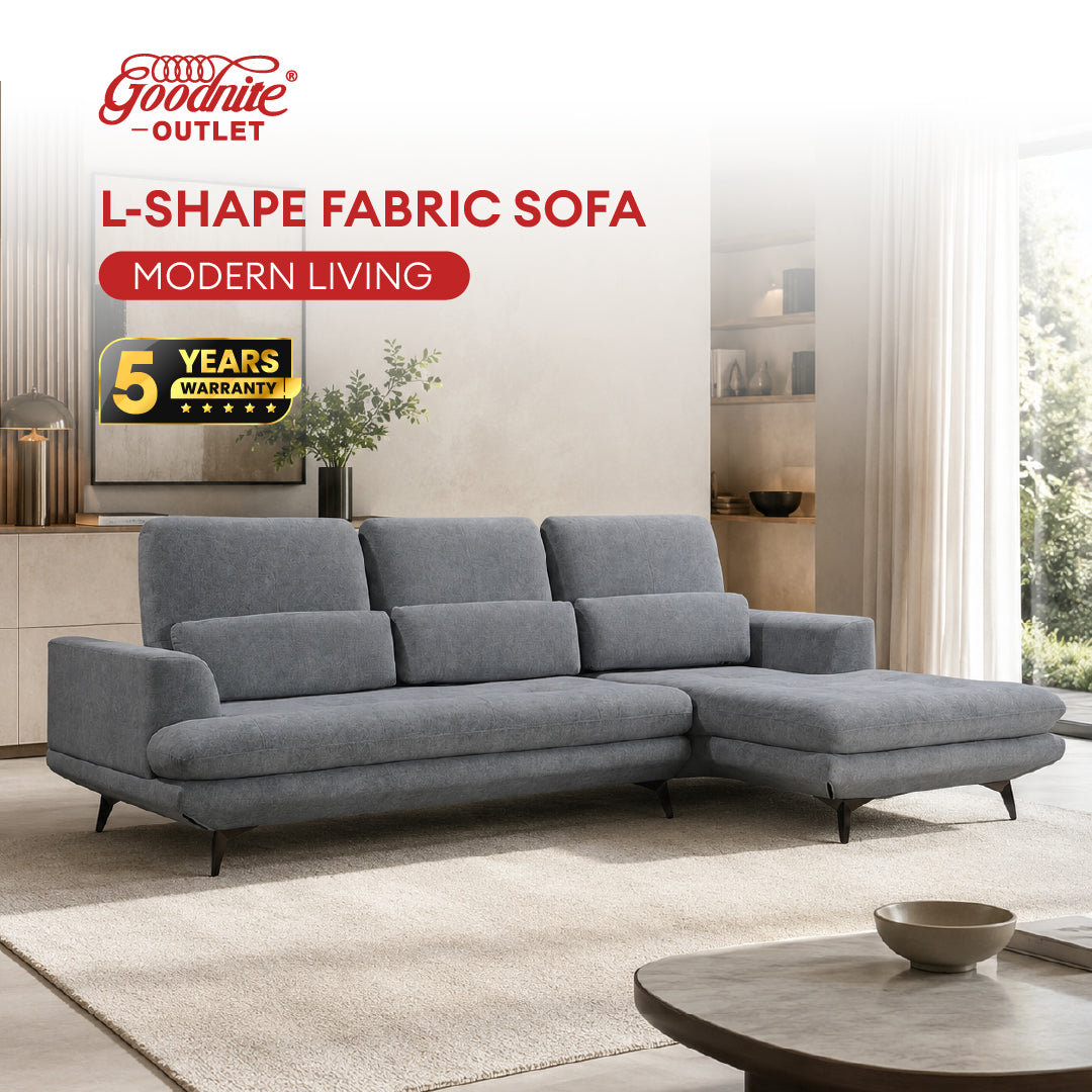 Goodnite L-Shape Fabric Sofa (GN28), 1 Seater/ 2 Seater/ 3 Seater/ L-Shape Sofa / 5 Years Warranty