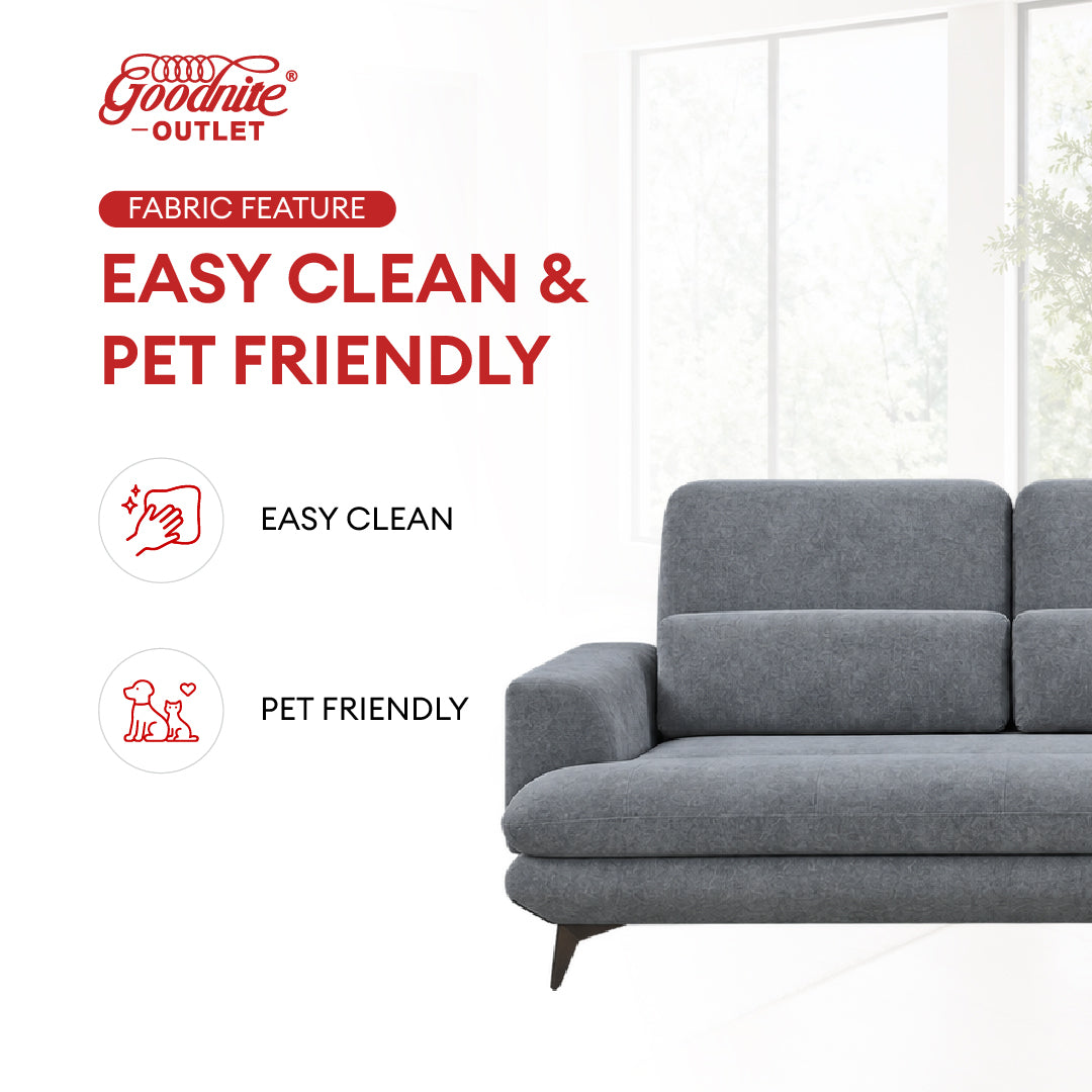 Goodnite L-Shape Fabric Sofa (GN28), 1 Seater/ 2 Seater/ 3 Seater/ L-Shape Sofa / 5 Years Warranty