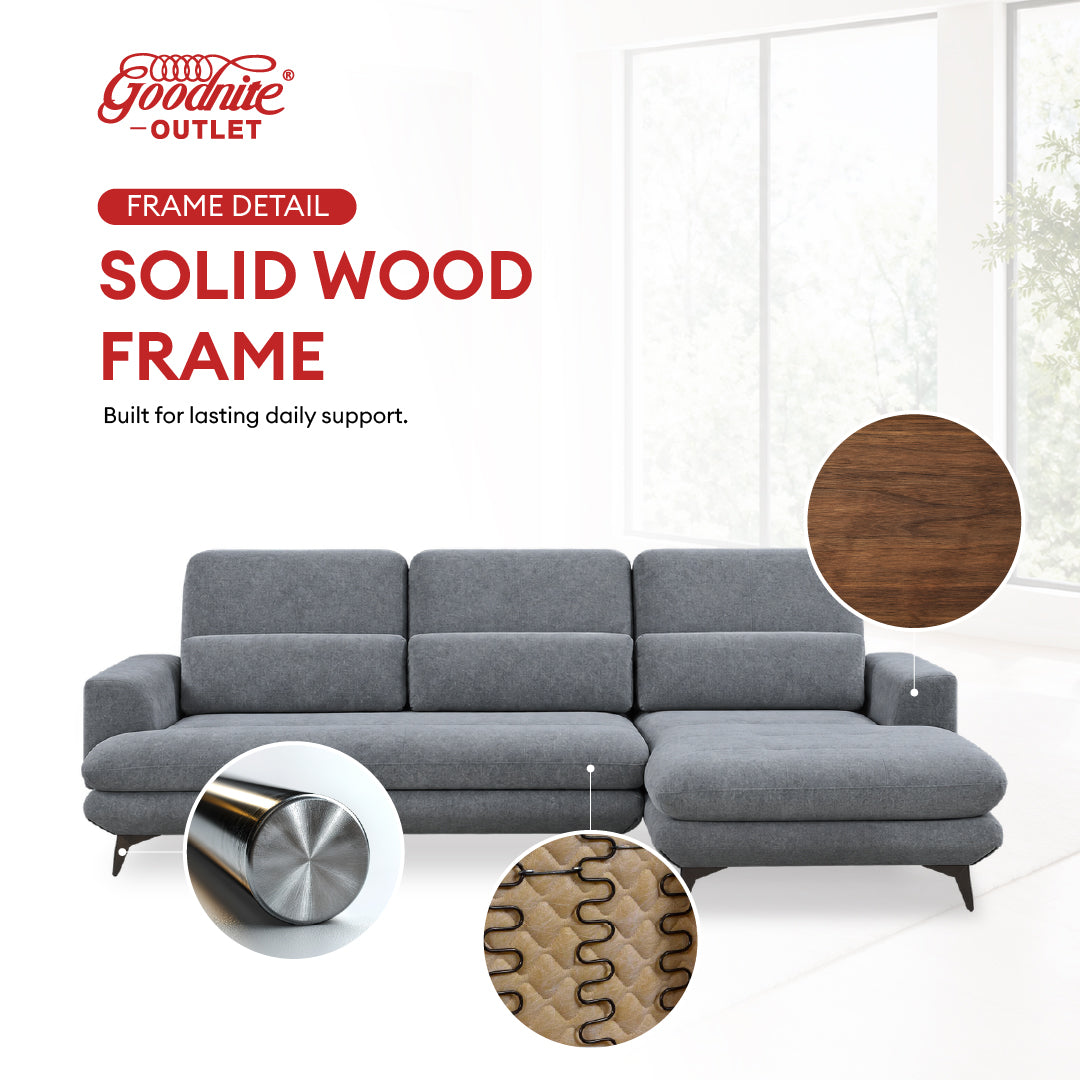 Goodnite L-Shape Fabric Sofa (GN28), 1 Seater/ 2 Seater/ 3 Seater/ L-Shape Sofa / 5 Years Warranty