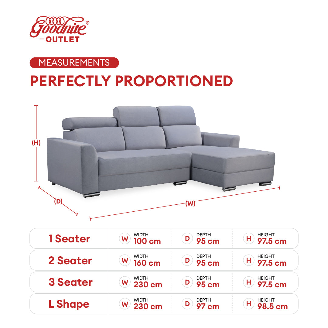 Goodnite L-Shape Fabric Sofa (GN93), 3 Years Warranty