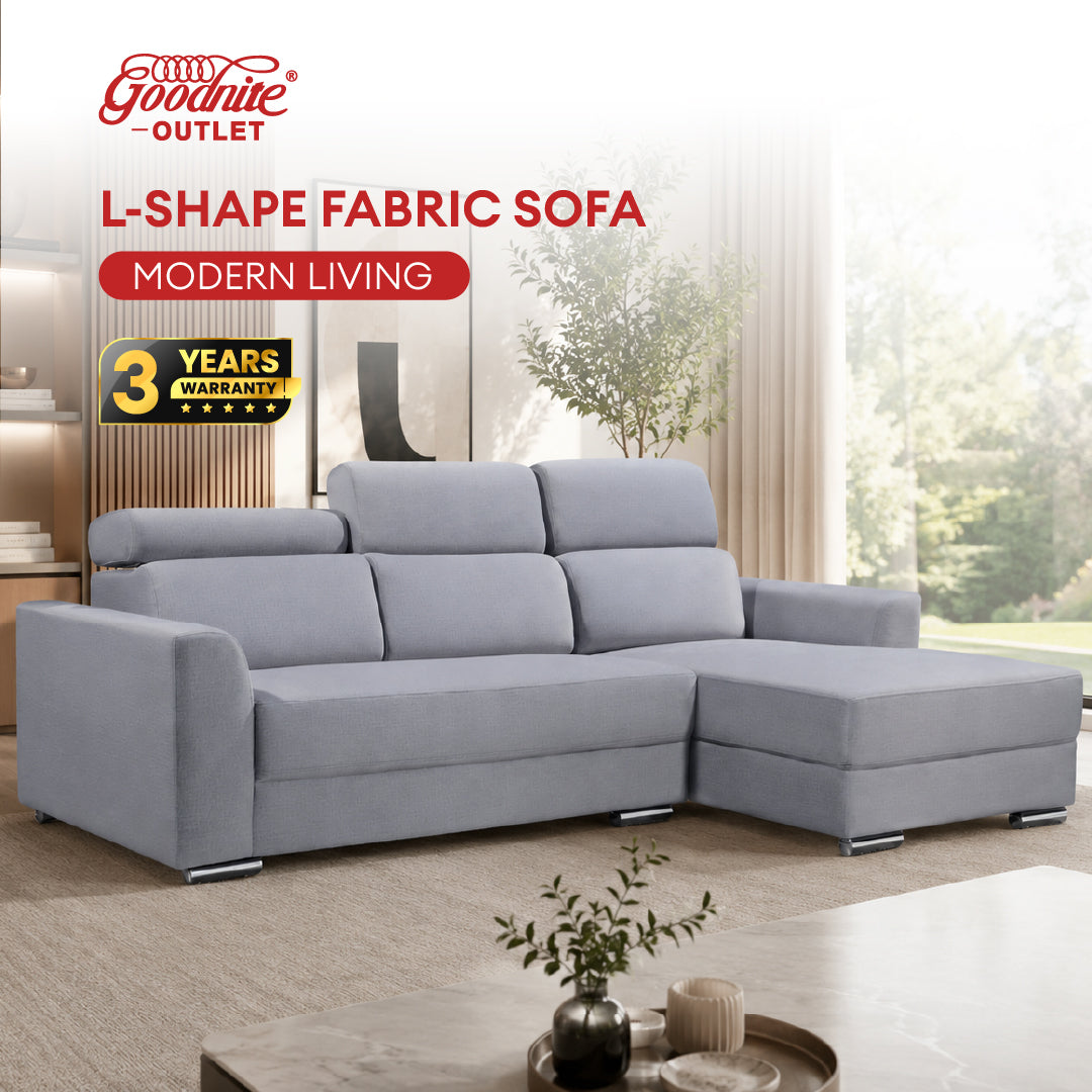 Goodnite L-Shape Fabric Sofa (GN93), 3 Years Warranty
