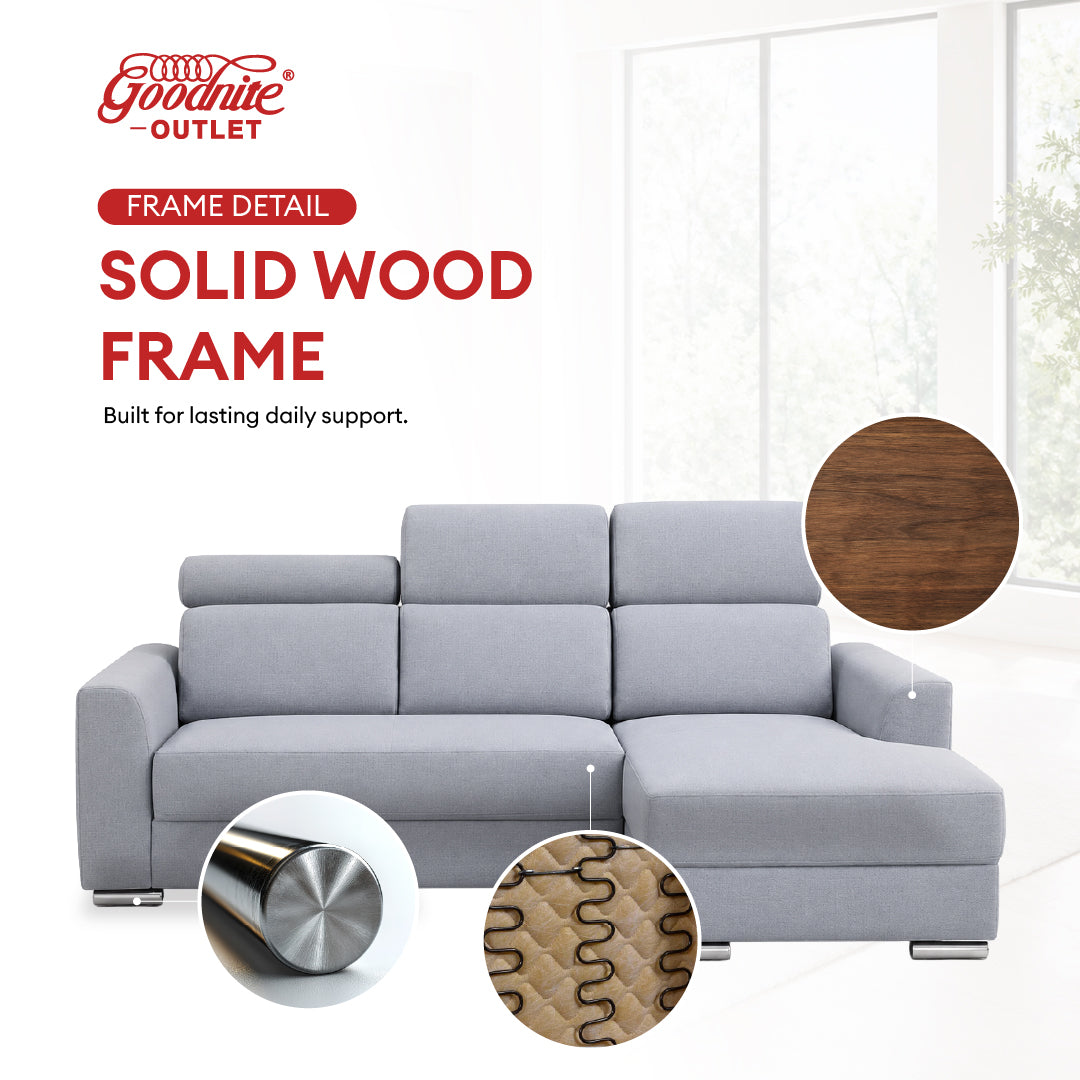 Goodnite L-Shape Fabric Sofa (GN93), 3 Years Warranty