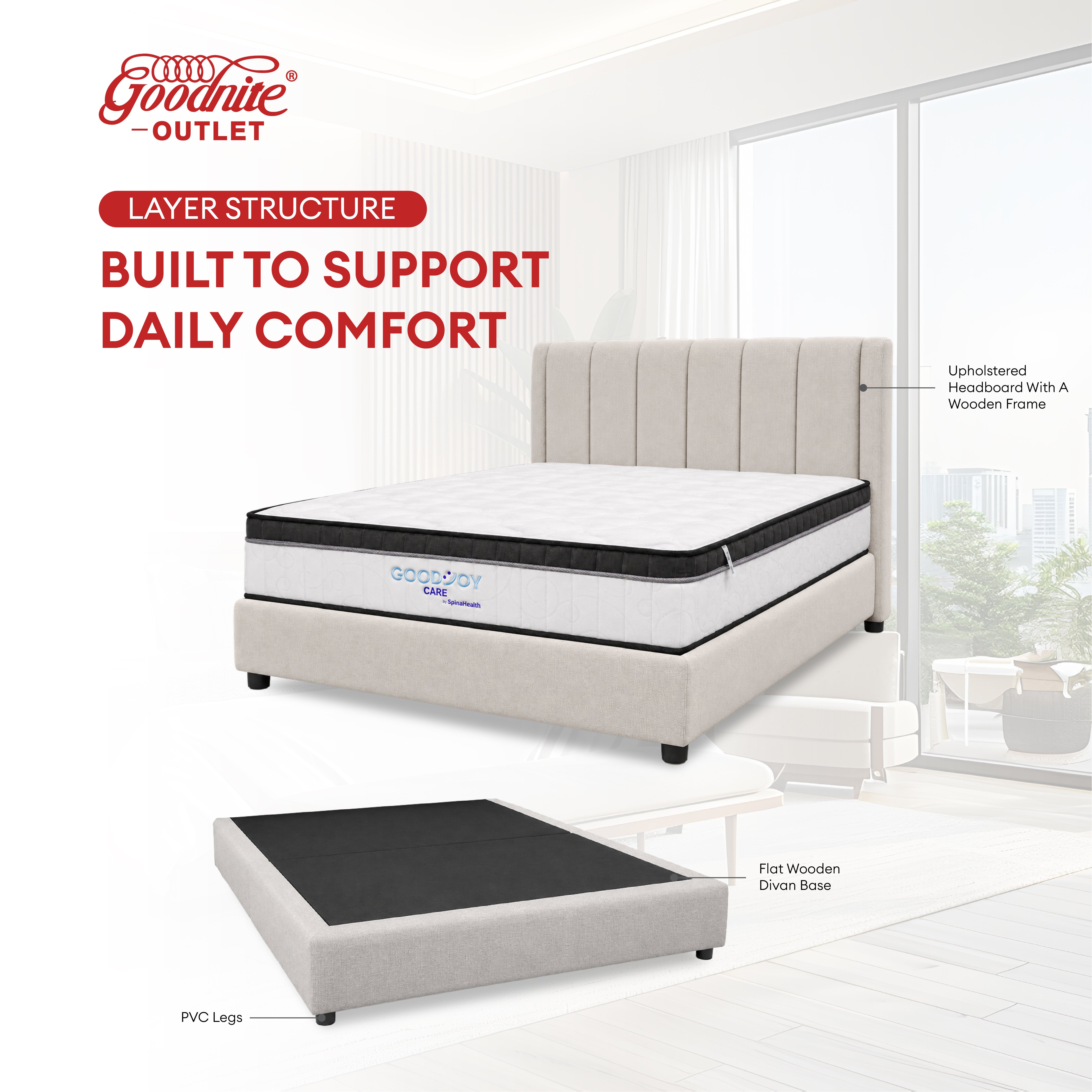 Goodnite GoodJoy Care 7 Turn Posture Spring Mattress (11 Inch) + CB003 Bedframe [Full Set]