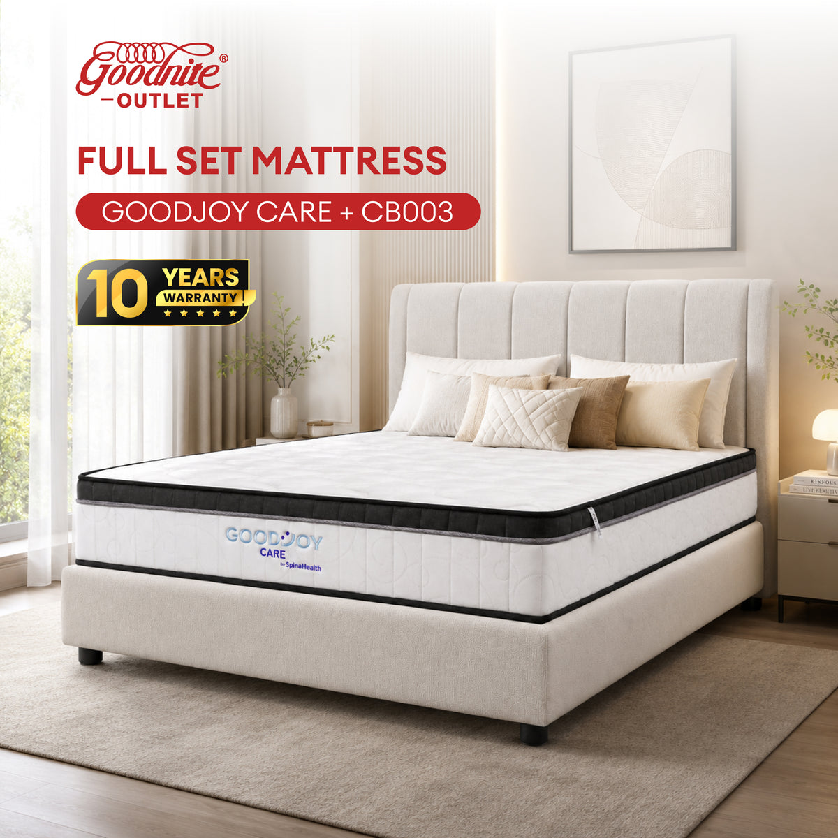 Goodnite GoodJoy Care 7 Turn Posture Spring Mattress (11 Inch) + CB003 Bedframe [Full Set]