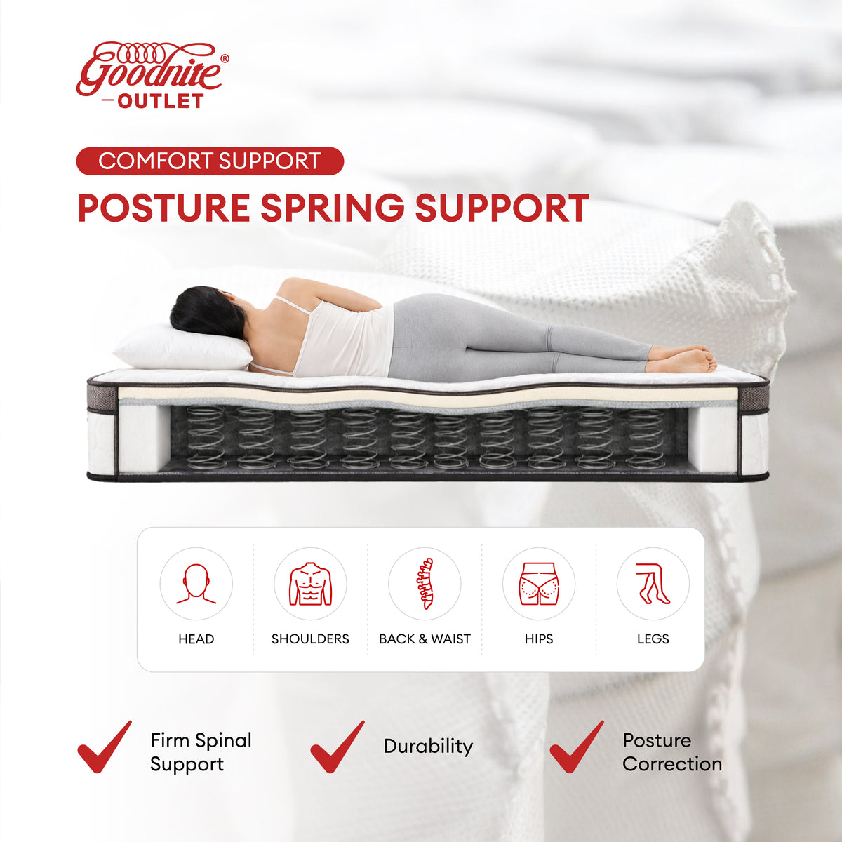 Goodnite GoodJoy Care 7 Turn Posture Spring Mattress (11 Inch) + CB003 Bedframe [Full Set]