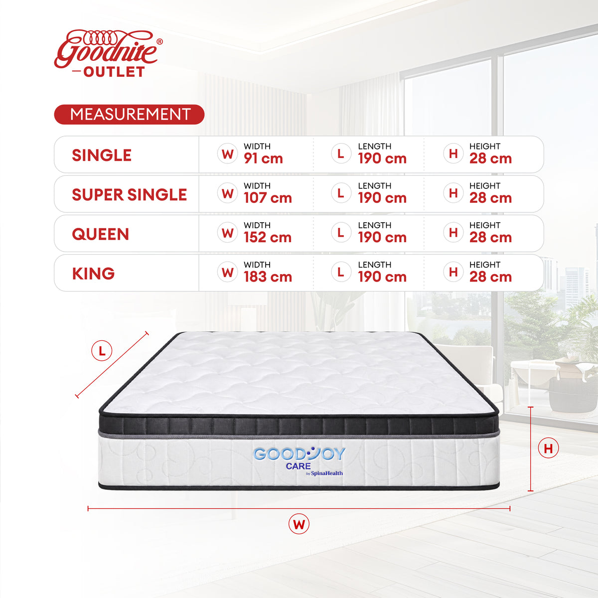 Goodnite GoodJoy Care 7 Turn Posture Spring Mattress (11 Inch) + CB003 Bedframe [Full Set]