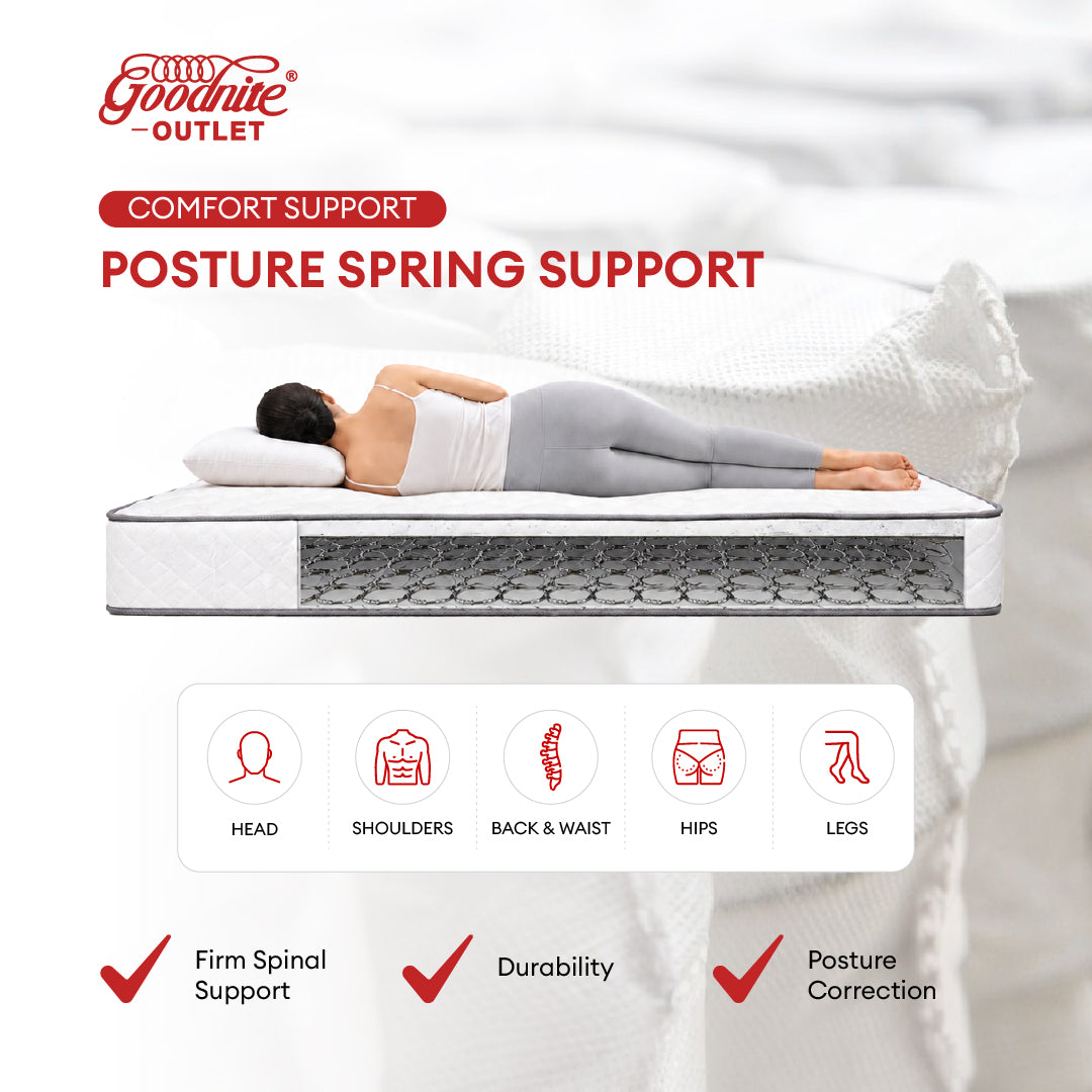 Goodnite GoodJoy Lite 7 Turn Posture Spring Mattress (8.5 Inch) + QQ Bedframe [Full Set]