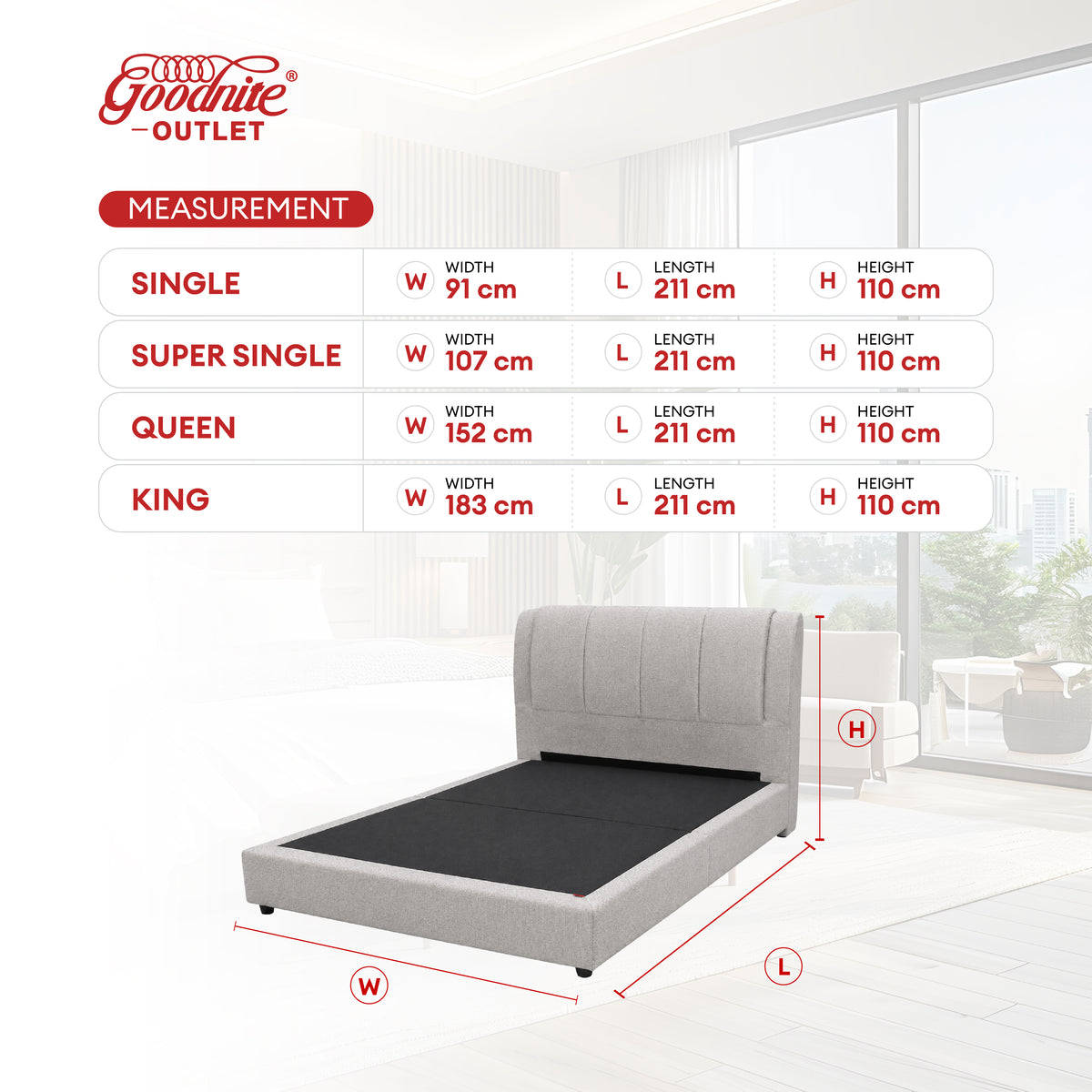 Goodnite GoodJoy Unity 5 Zone Pocket Spring Mattress (11 Inch) + CB002 Bedframe [Full Set]
