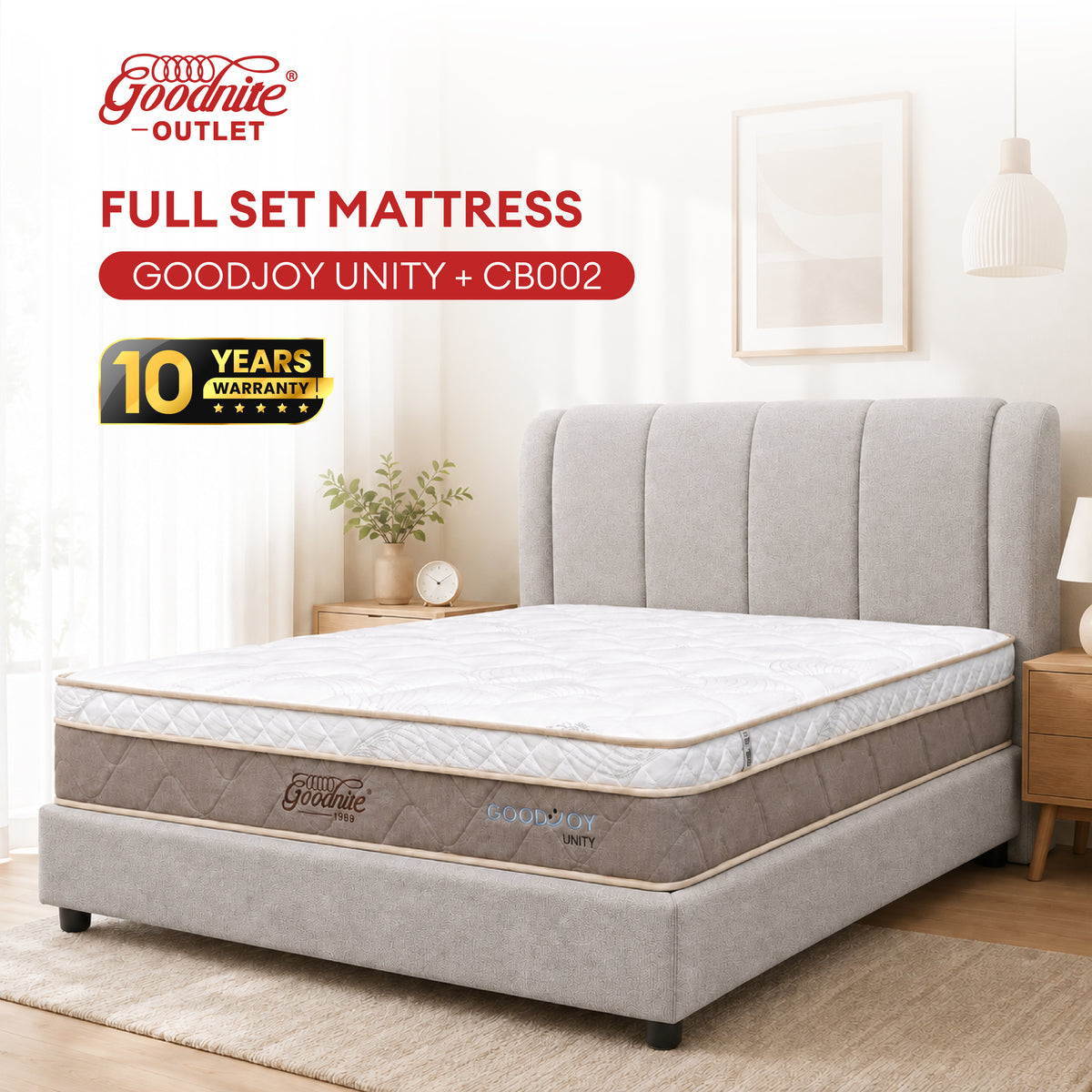 Goodnite GoodJoy Unity 5 Zone Pocket Spring Mattress (11 Inch) + CB002 Bedframe [Full Set]