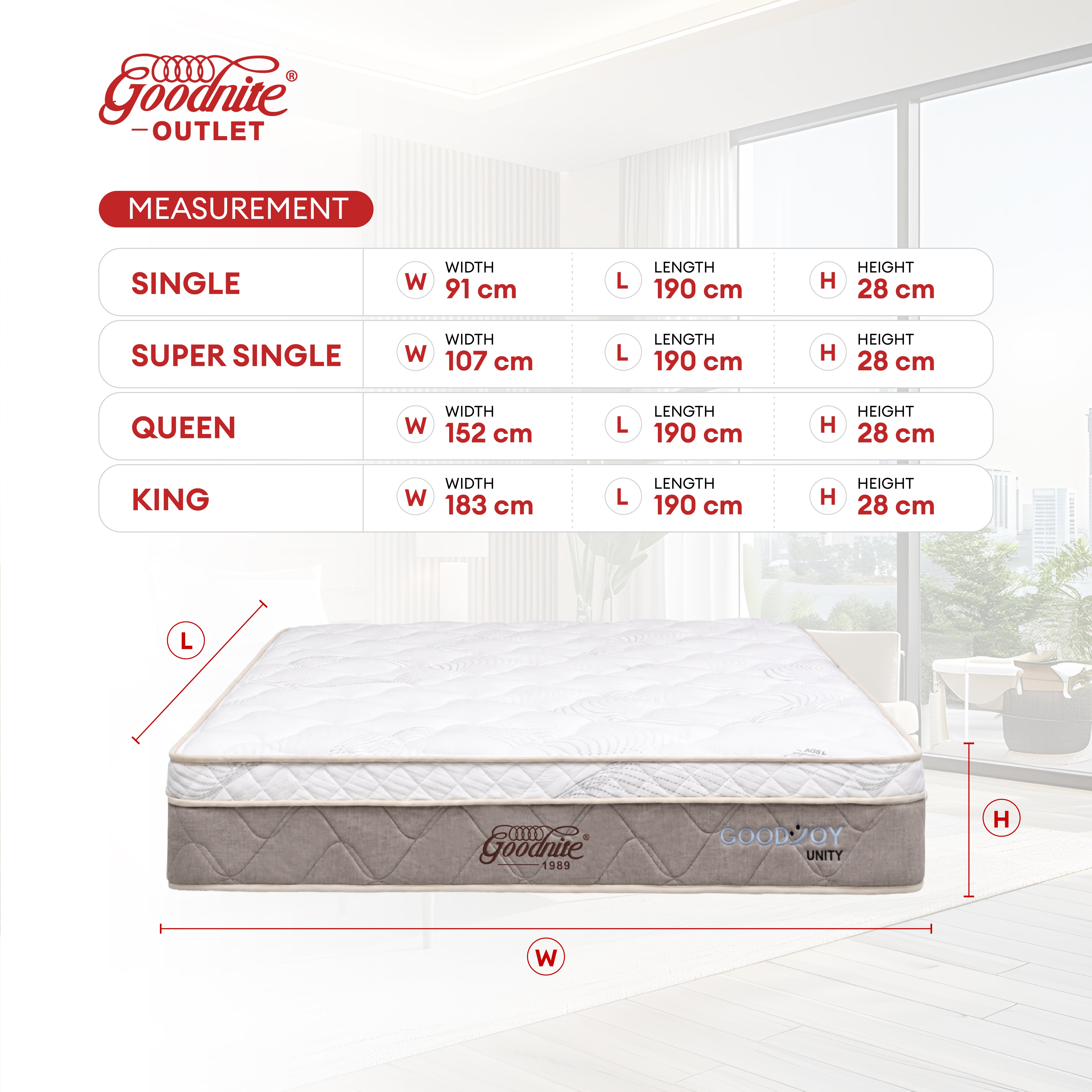 Goodnite GoodJoy Unity 5 Zone Pocket Spring Mattress (11 Inch) + CB002 Bedframe [Full Set]