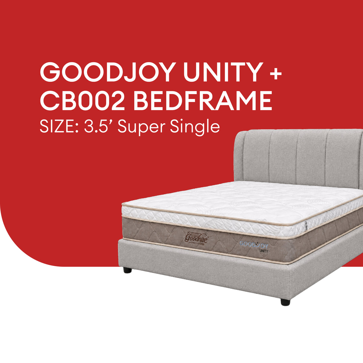 Goodnite GoodJoy Unity 5 Zone Pocket Spring Mattress (11 Inch) + CB002 Bedframe [Full Set]