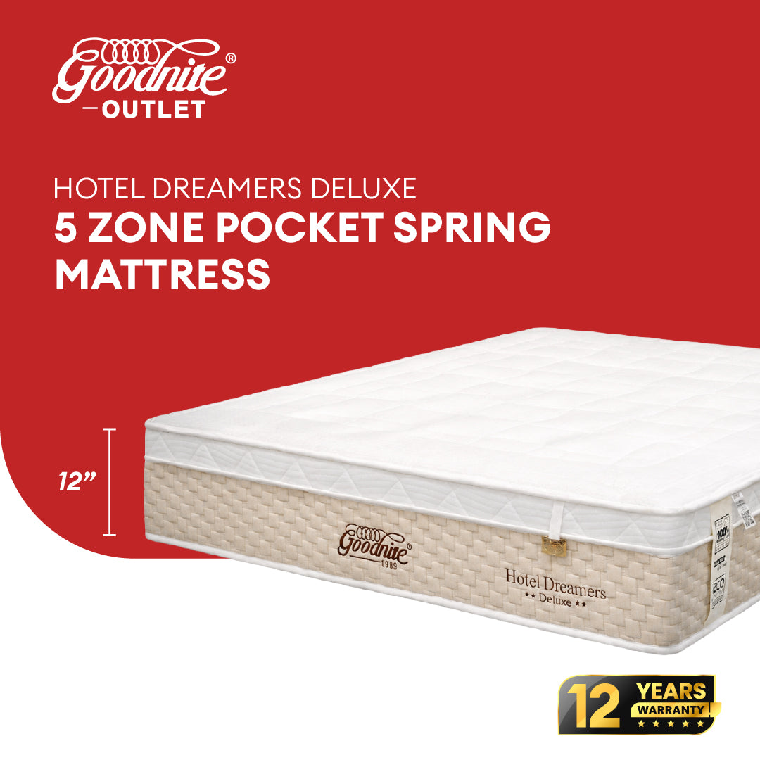 Goodnite Hotel Dreamers Deluxe 5 Zone Pocket Spring Mattress (12Inch) with Single/ Super Single/ Queen/ King