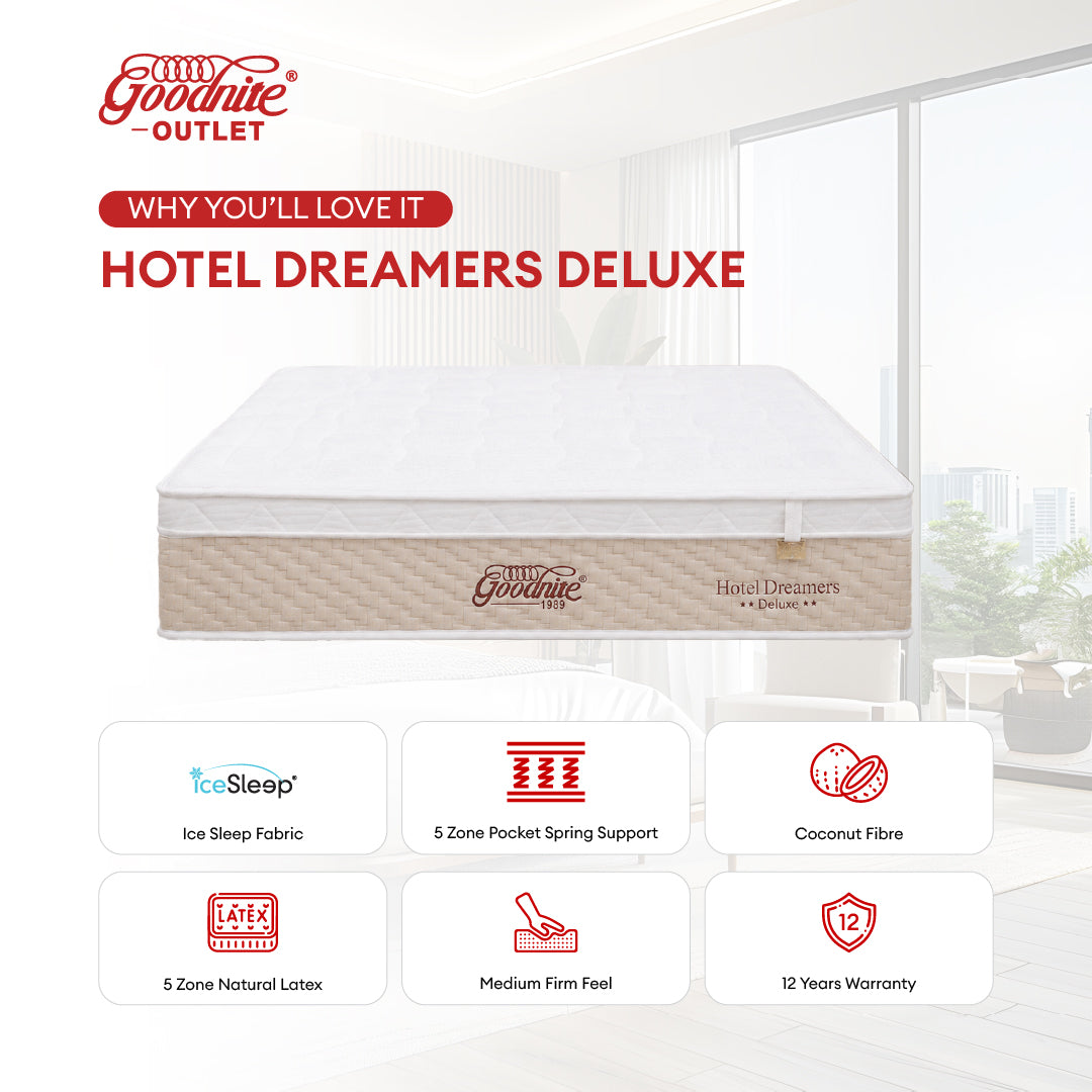 Goodnite Hotel Dreamers Deluxe 5 Zone Pocket Spring Mattress (12Inch) with Single/ Super Single/ Queen/ King